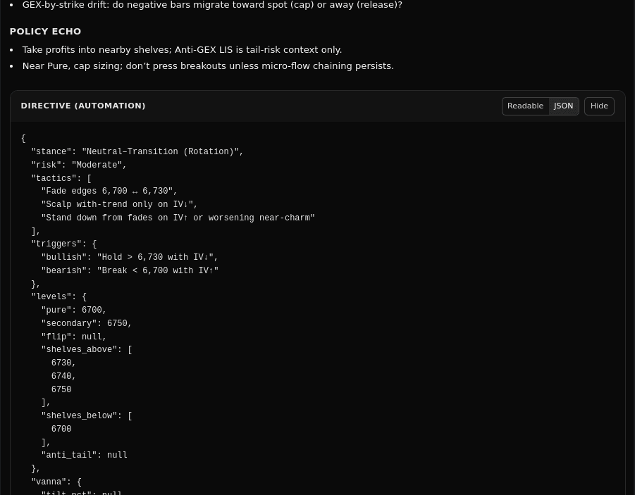 QuantGrid JSON output snapshot